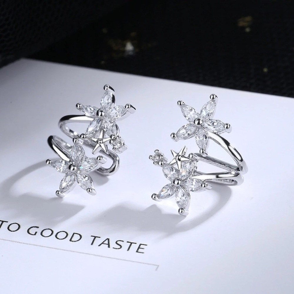 Single Accent Copper Silver Finish Fashion No Piercing Earring For Women